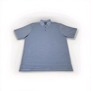 FootJoy FJ Mens XL Pro Dry Lisle Feeder Stripe Reef Blue/White Polo 22159